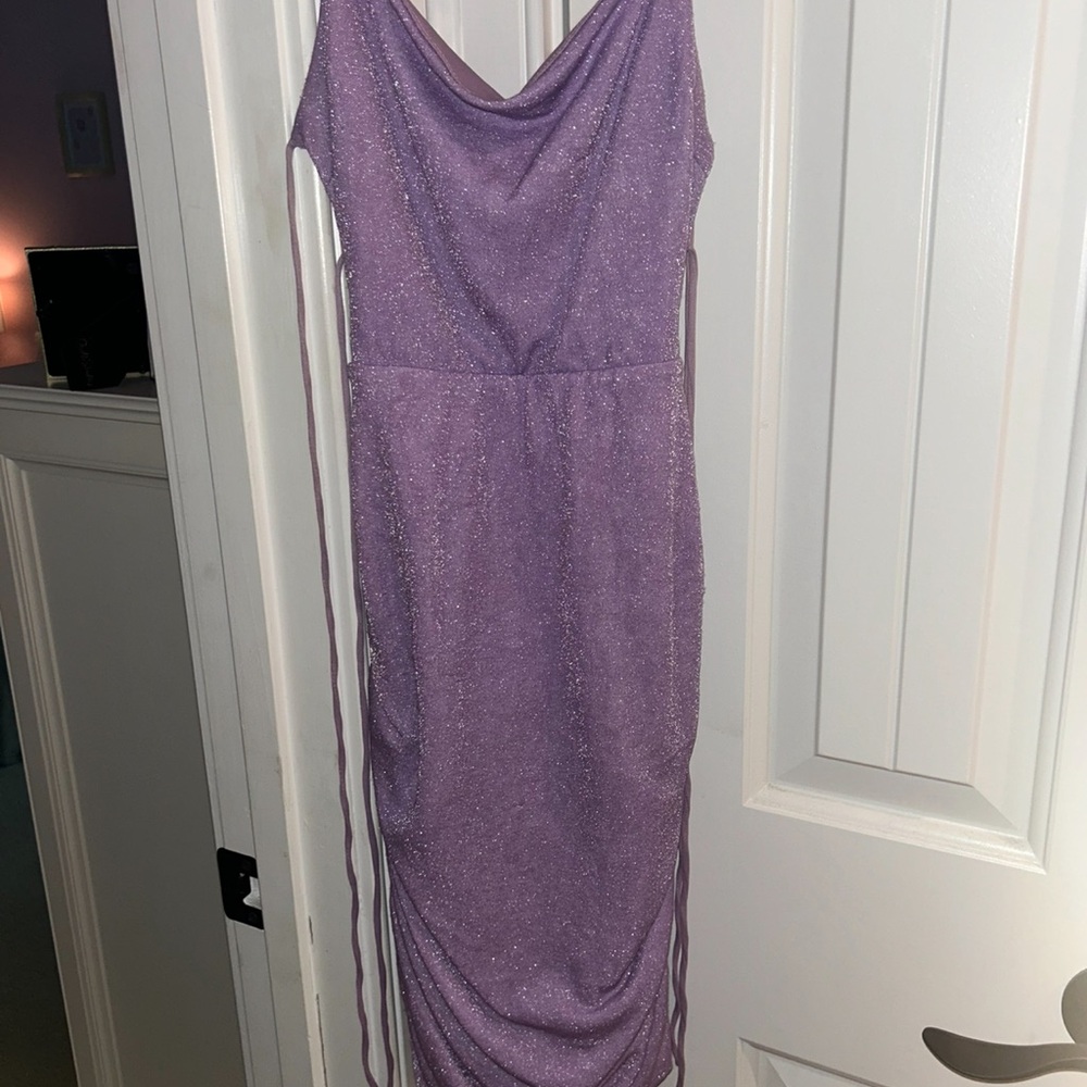 Lucy in the Sky Purple Ruched Slip Dress
